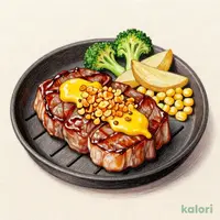 「豚肩ロースステーキダブル」（ゴールデンマスタードソース＆にんにく醤油）