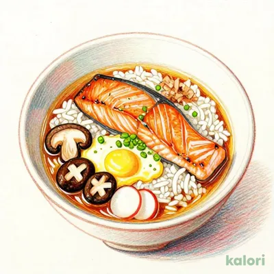 Grilled Salmon and Shiitake Mushroom Zosui (Rice Porridge)
