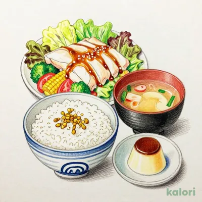 蒸し鶏のゴマだれサラダと釜揚げしらす丼