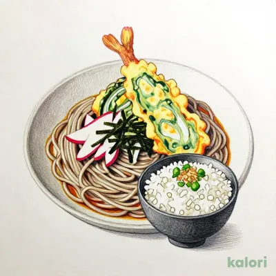 野菜かき揚げのぶっかけおろしそばと釜揚げしらす丼