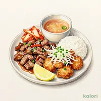 牛焼肉とおろし唐揚げ定食
