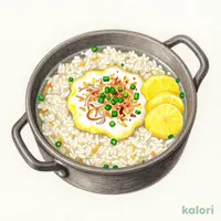 Boiled Whitebait and Egg Rice Porridge Breakfast