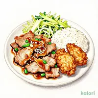 （月）豚肉のにんにく醤油＆唐揚げ