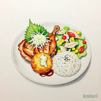 （木）和風チキンステーキとポテトコロッケ＆蒸し鶏サラダ
