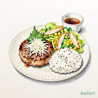 （水）和風ハンバーグ＆蒸し鶏サラダ