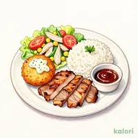 （金）焼きしゃぶとポテトコロッケ＆蒸し鶏サラダ