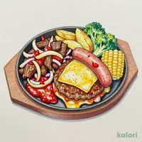 炭治郎（たんじろう）の炎舞ハンバーグ＆義勇（ぎゆう）の水面斬り牛焼肉