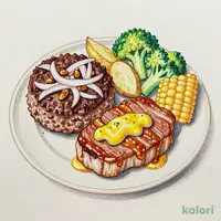 Gyomei Himejima's Iron Block Hamburger & Pork Steak Combo