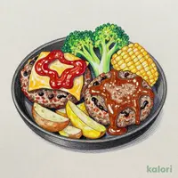 ふたつの味わいチーズハンバーグセット（ライス・サラダ付）