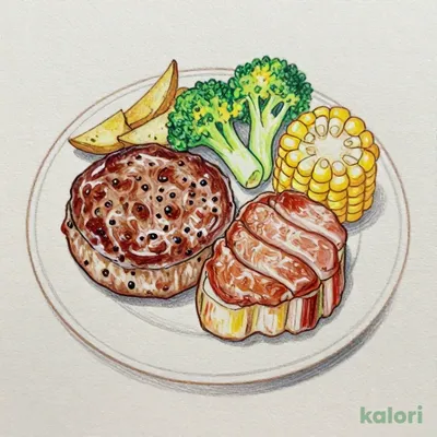 悲鳴嶼行冥（ひめじまぎょうめい）の鉄塊ハンバーグと堅牢ポークステーキコンボ