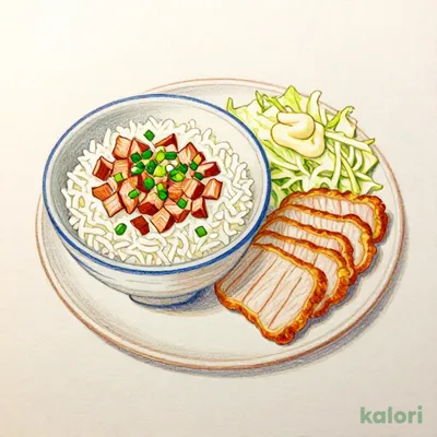 Butameshi (Pork Rice) and Fried Pork Set