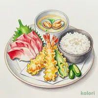 お造り2種と天ぷら盛合せ定食