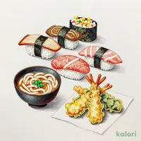 にぎり寿司5貫とミニうどんセット