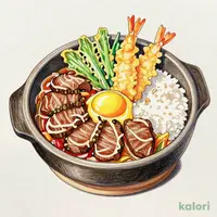 Domestic Beef Sukiyaki Hot Pot and Tempura Set Meal
