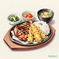 炭火焼き風若鶏の鉄板焼き定食