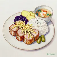 甘酢生姜の香味巻きかつ定食