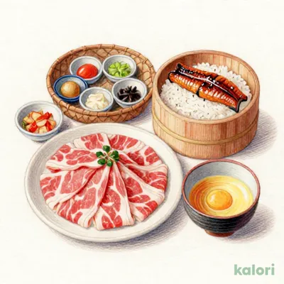 国産牛しゃぶしゃぶ御膳 鰻せいろご飯