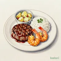 ハンバーグ&海老フライランチ