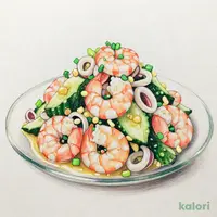 海老・イカと胡瓜の葱塩ダレ