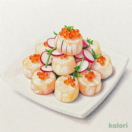 カルパッチョ 金目鯛・帆立・いくらのご馳走カルパッチョ風サラダ 220kcal — What's