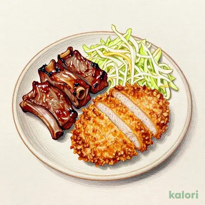 鉄板 牛カルビ焼肉＆ヒレカツ