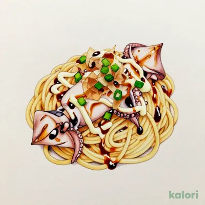 Spear Squid and Octopus Japanese-style Pasta