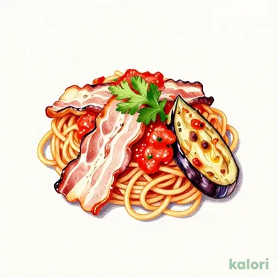 06 (Fettuccine) Thick Bacon and Creamy Eggplant Tomato Sauce