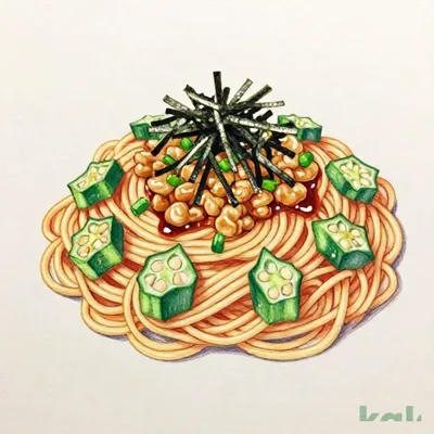 【大盛】納豆とオクラのとろとろパスタ