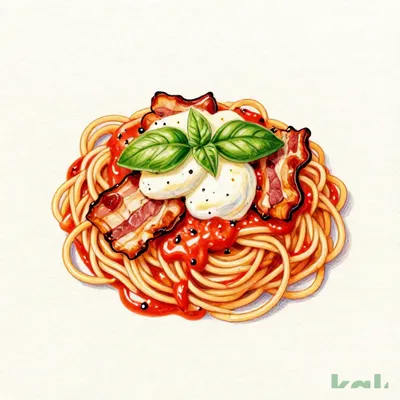 14 (Fettuccine) Tomato Cream with Hokkaido Mozzarella and Grilled Bacon