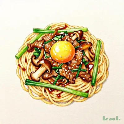 【大盛】牛肉と野菜のすき焼き風パスタ
