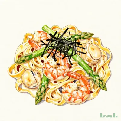 18 (Fettuccine) Large Plump Shrimp and Scallops with Mentaiko Cream Sauce