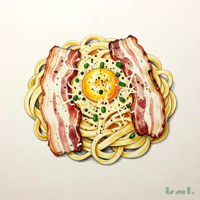 25 (Fettuccine) Large Thick-cut Bacon Carbonara Kamakura Style