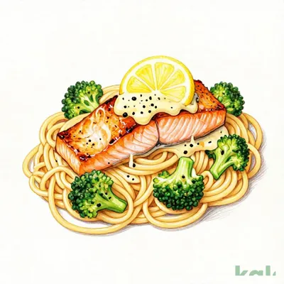 [Large] Seared Fatty Salmon with Lemon Cream Sauce