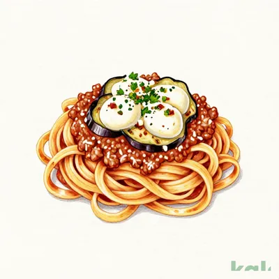 42 (Fettuccine) Grilled Eggplant and Mozzarella Cheese Bolognese