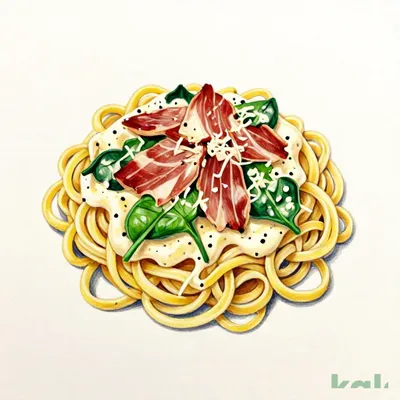 50 (Fettuccine) Serrano Ham and Spinach Cream Sauce