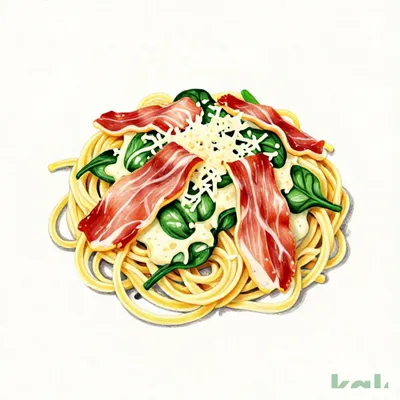 50 (Fettuccine) [Large] Serrano Ham and Spinach Cream Sauce