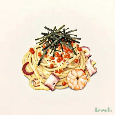 魚介のたらこうにクリームパスタ