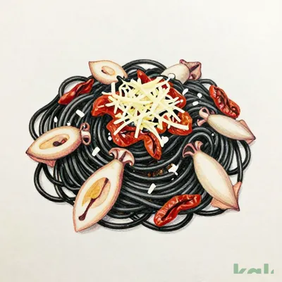 Squid and Semi-Dried Tomato Ink Tomato Sauce