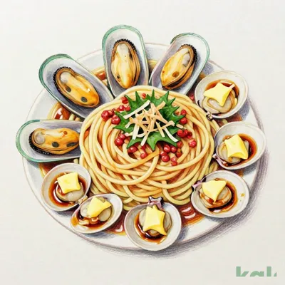 Large 'Popping Cod Roe' and 3 Types of Shellfish Butter Soy Sauce