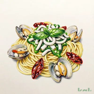Seafood Genovese with Small Clams and Boiled Shirasu