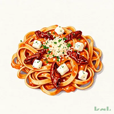91 (Fettuccine) Tomato Cream Sauce with Semi-Dried Tomatoes and Mozzarella