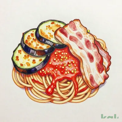 Kids Pasta 302 Bacon and Eggplant Tomato Sauce