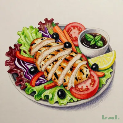 Limited Edition Chopped Salad with Grilled Chicken and Colorful Vegetables (Basil Dressing)