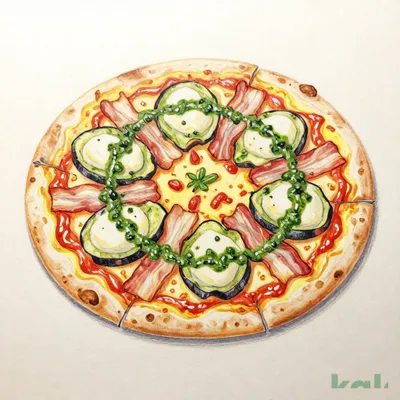 211 Eggplant and Mozzarella Pizza (Basil Flavor)