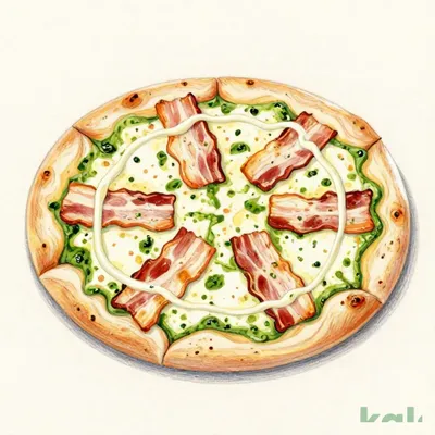 212 Bacon Basil Cream Pizza