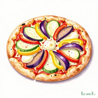 214 Colorful Vegetable and Mozzarella Tomato Pizza