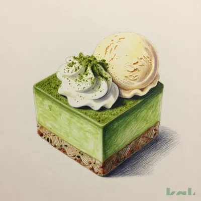 Uji Matcha Mousse with Vanilla Ice Cream