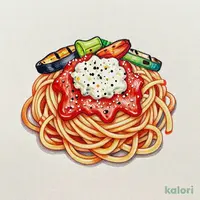 Fettuccine with Mascarpone, Mozzarella, Grilled Vegetables, and Tomato Sauce