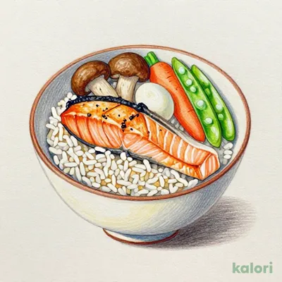 松茸と鮭の釜飯