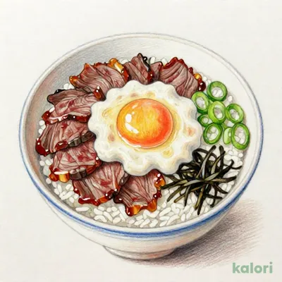 月見とろろカルビ丼(元祖盛)
